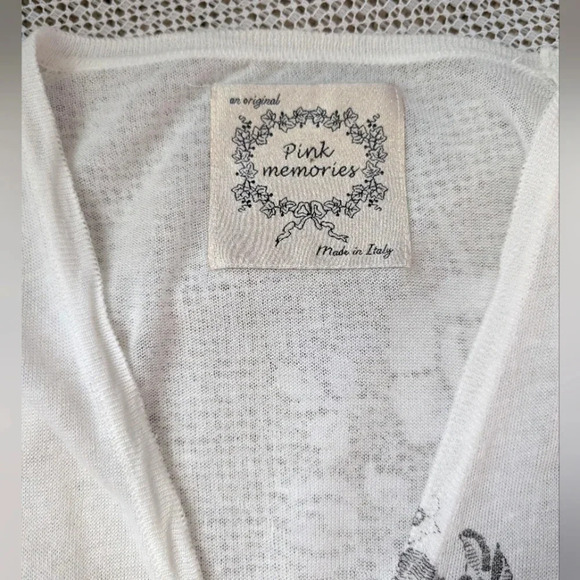 Ivory Floral Lightweight Merino Wool Cardigan - Picture 6 of 7